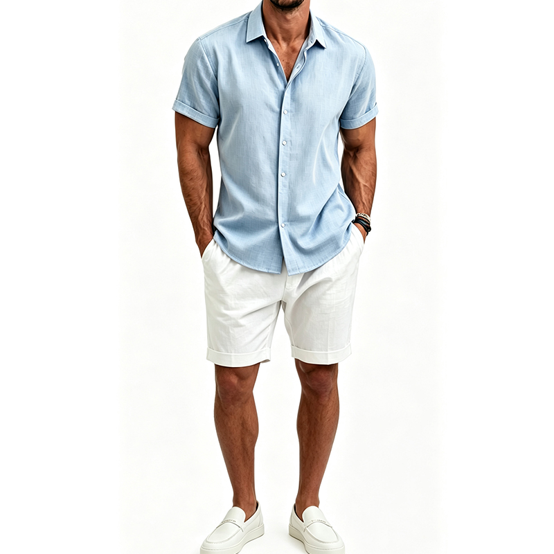 Ensemble chemise et short en c - Short Linen Drawstring avis et prix