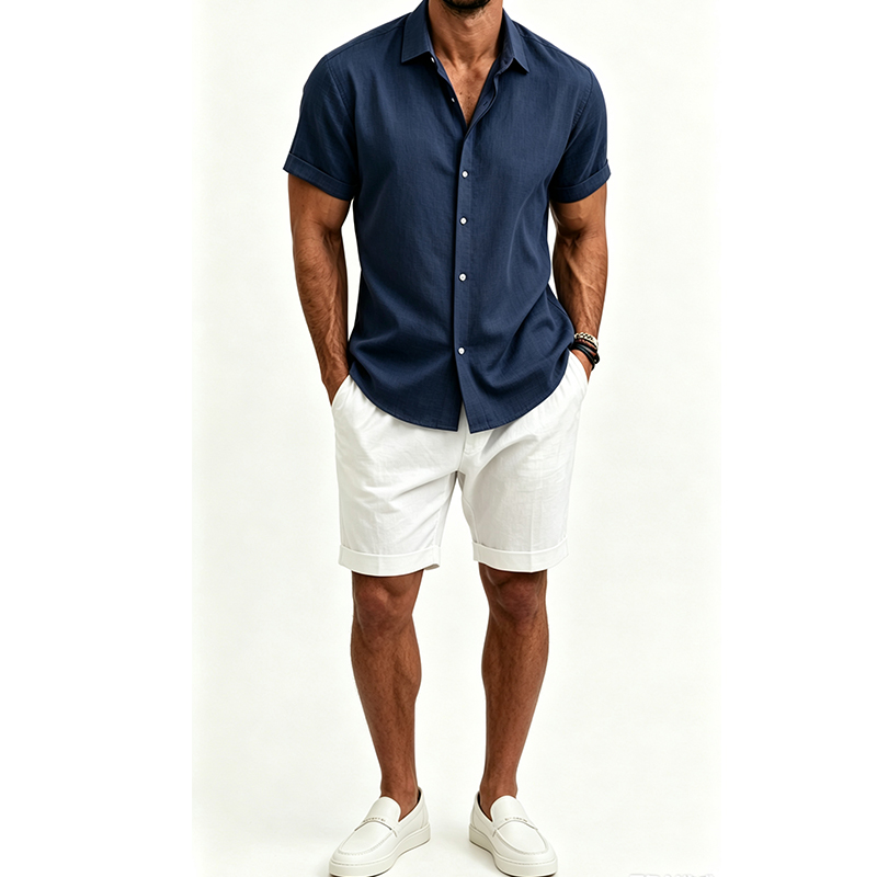 Ensemble chemise et short en c - Short Linen Drawstring avis et prix